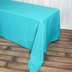 Polyester 90"x156" Rectangle Tablecloth Turquoise - Seamless Wrinkle-Resistant Table Cover