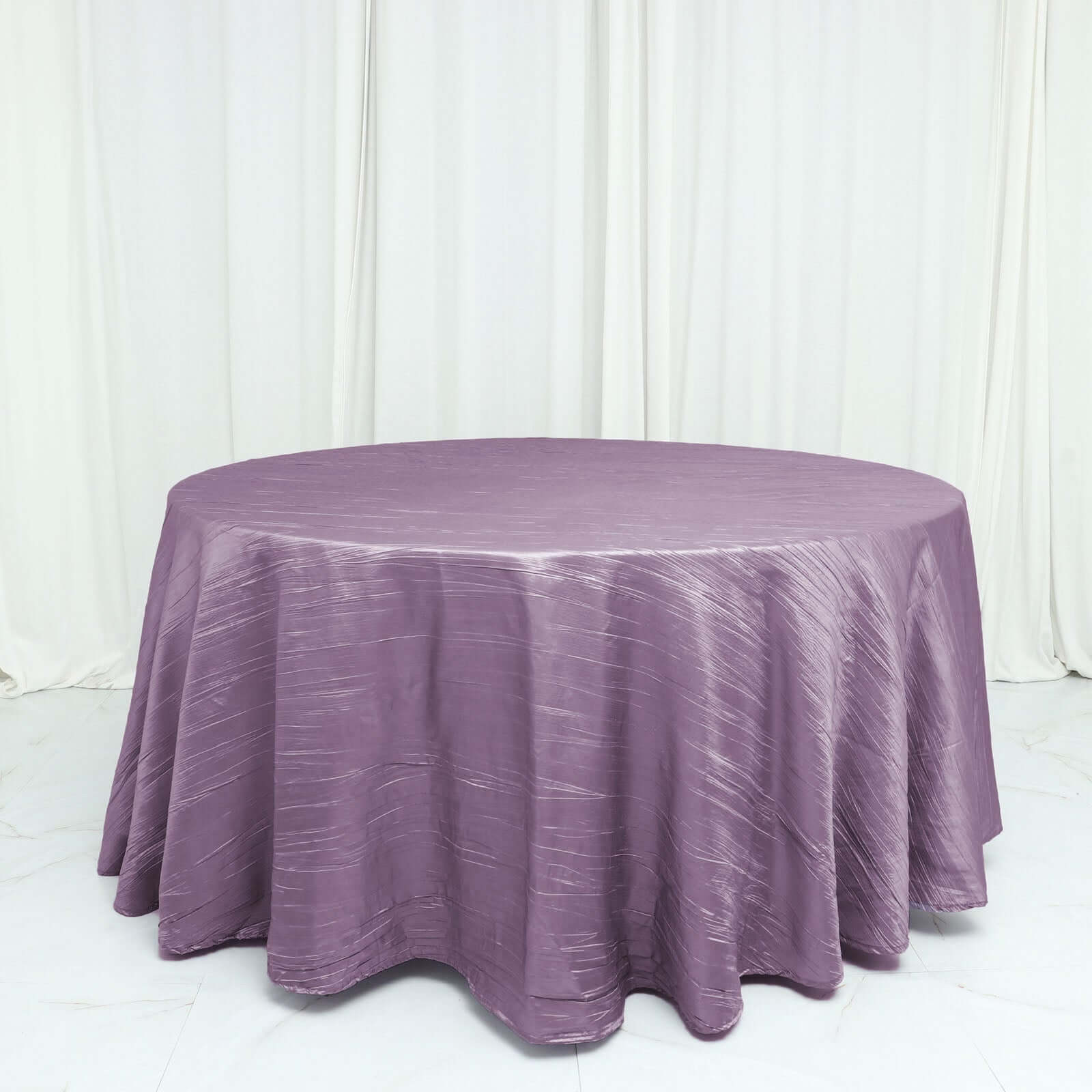 Taffeta 120" Round Tablecloth Violet Amethyst - Seamless Accordion Crinkle Table Cover