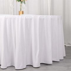Scuba Round 120" Tablecloth White - Wrinkle Free & Stain Resistant Seamless Table Cover for Weddings & Events