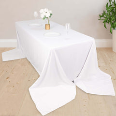 Scuba Rectangular 90"x156" Tablecloth White - Wrinkle Free, Stain Resistant & Seamless Table Cover for Weddings and Parties