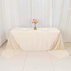Scuba Rectangular 90"x156" Tablecloth Beige - Wrinkle Free, Stain Resistant & Seamless Table Cover