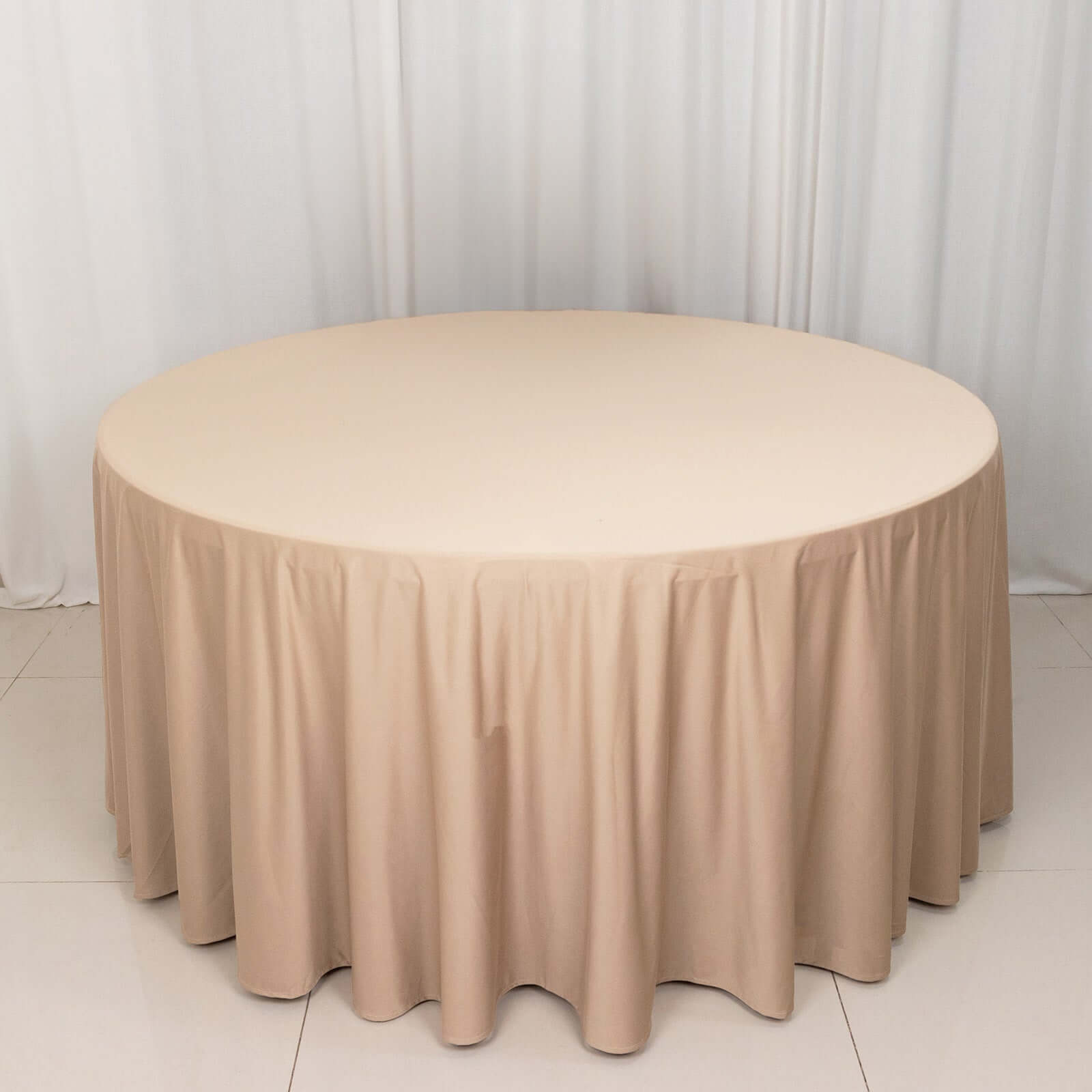 Scuba Round 120" Tablecloth Nude - Wrinkle Free & Stain Resistant Seamless Table Cover