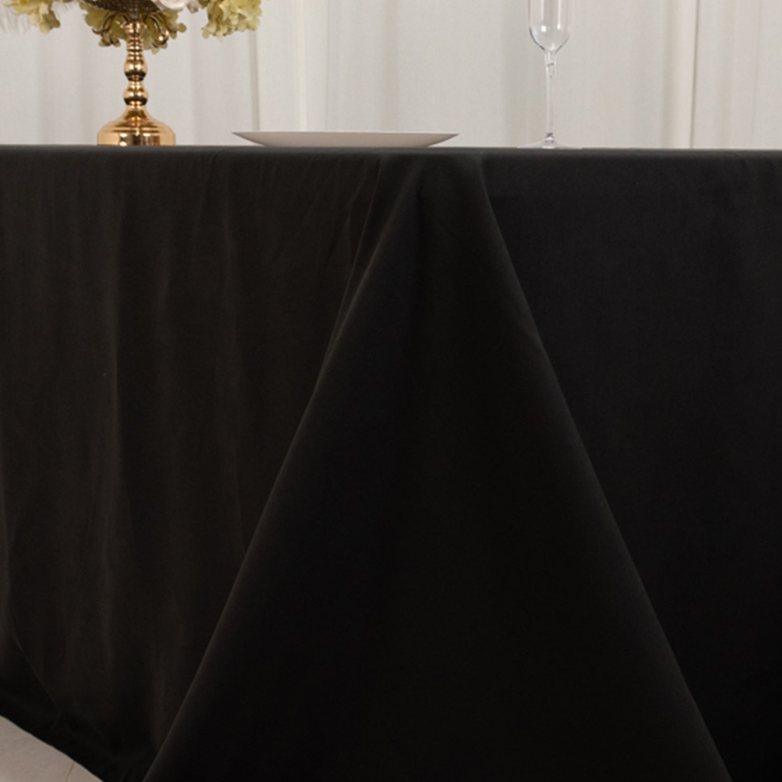 Cotton Blend 90"x156" Rectangle Tablecloth Black - Seamless Wrinkle-Resistant Table Cover