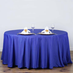 Polyester 120" Round Tablecloth Royal Blue - Seamless Wrinkle-Resistant Table Cover