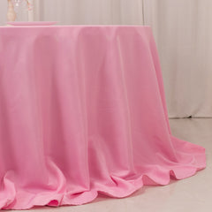 Premium Polyester 132" Round Tablecloth Pink - Seamless 220GSM Wrinkle-Resistant Table Cover