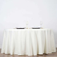 Polyester 120" Round Tablecloth Ivory - Seamless Wrinkle-Resistant Table Cover