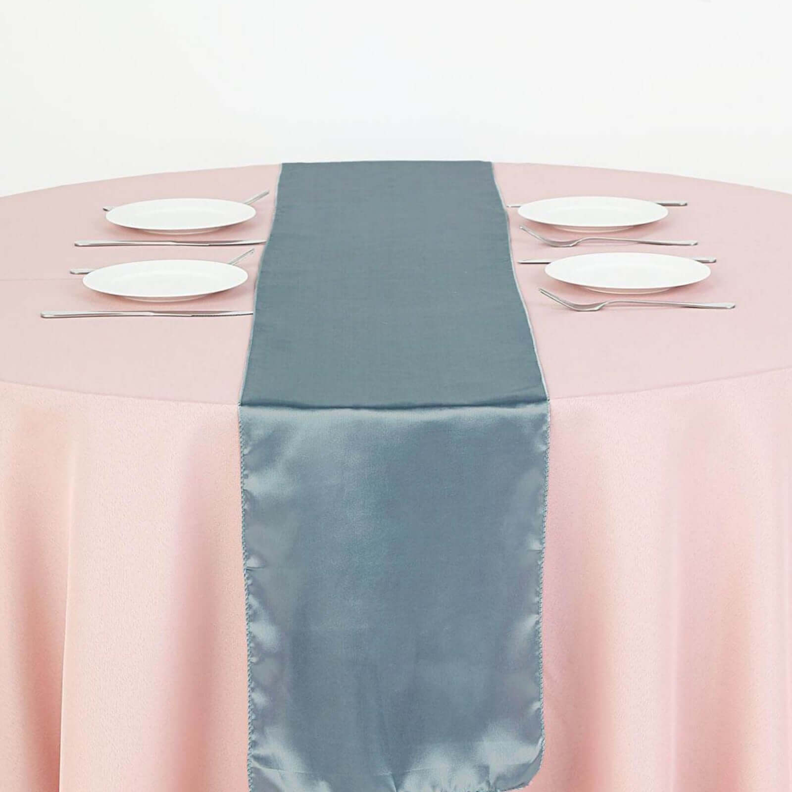 Satin 12"x108" Table Runner Dusty Blue - Stylish Table Linen