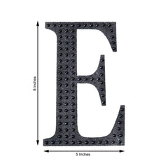 Decorative Rhinestone Alphabet "E" Letter Stickers, Glitter Adhesive Craft Letters Black DIY Sparkle Embellishments 8"