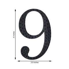 Decorative Rhinestone Number "9" Stickers, Glitter Adhesive Craft Numbers Black DIY Sparkle Embellishments 6"