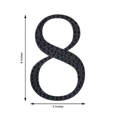 Decorative Rhinestone Number "8" Stickers, Glitter Adhesive Craft Numbers Black DIY Sparkle Embellishments 8"