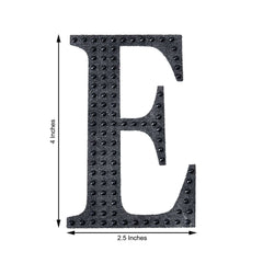 Decorative Rhinestone Alphabet "E" Letter Stickers, Glitter Adhesive Craft Letters Black DIY Sparkle Embellishments 4"