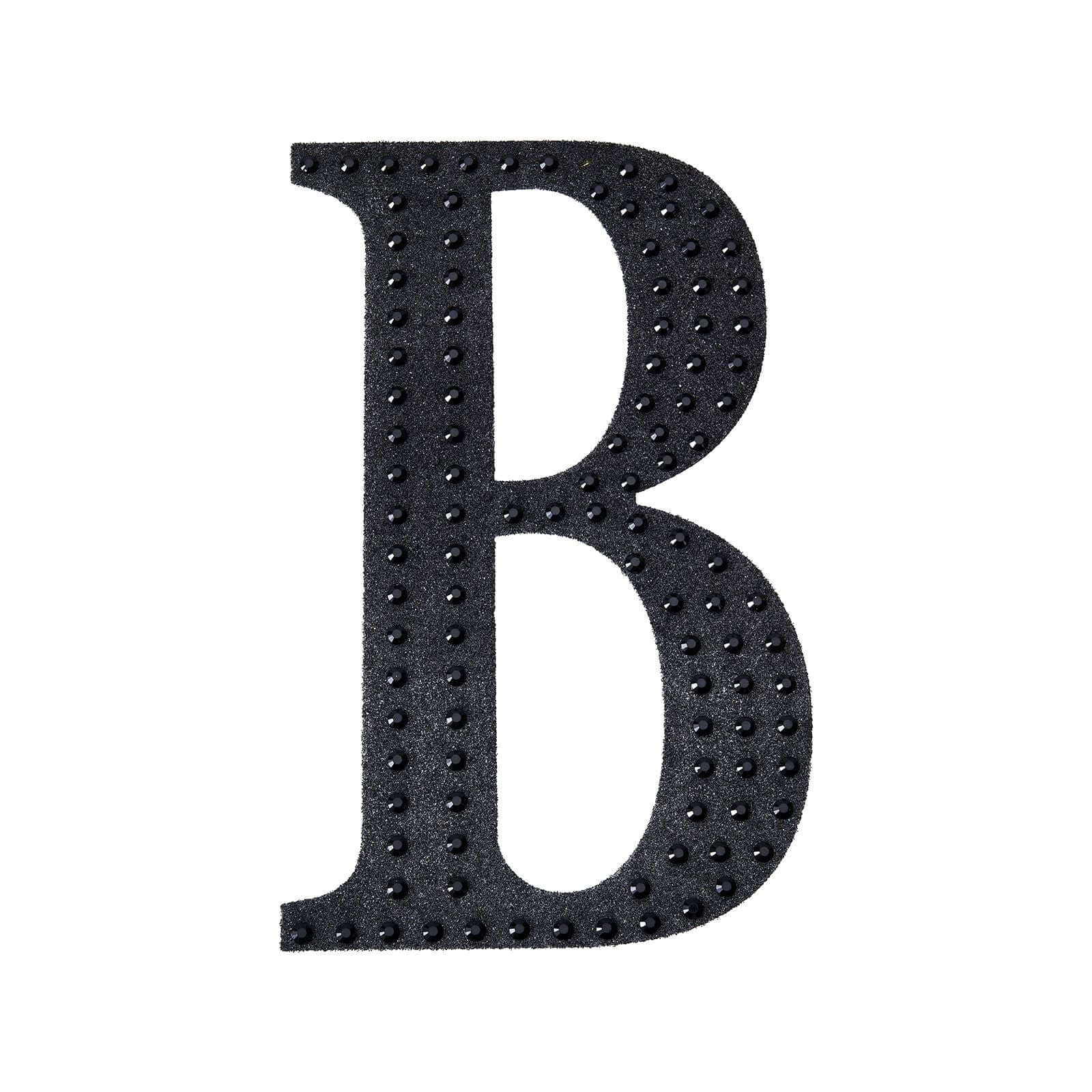 Decorative Rhinestone Alphabet "B" Letter Stickers, Glitter Adhesive Craft Letters Black DIY Sparkle Embellishments 4"