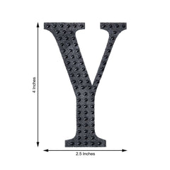 Decorative Rhinestone Alphabet "Y" Letter Stickers, Glitter Adhesive Craft Letters Black DIY Sparkle Embellishments 4"
