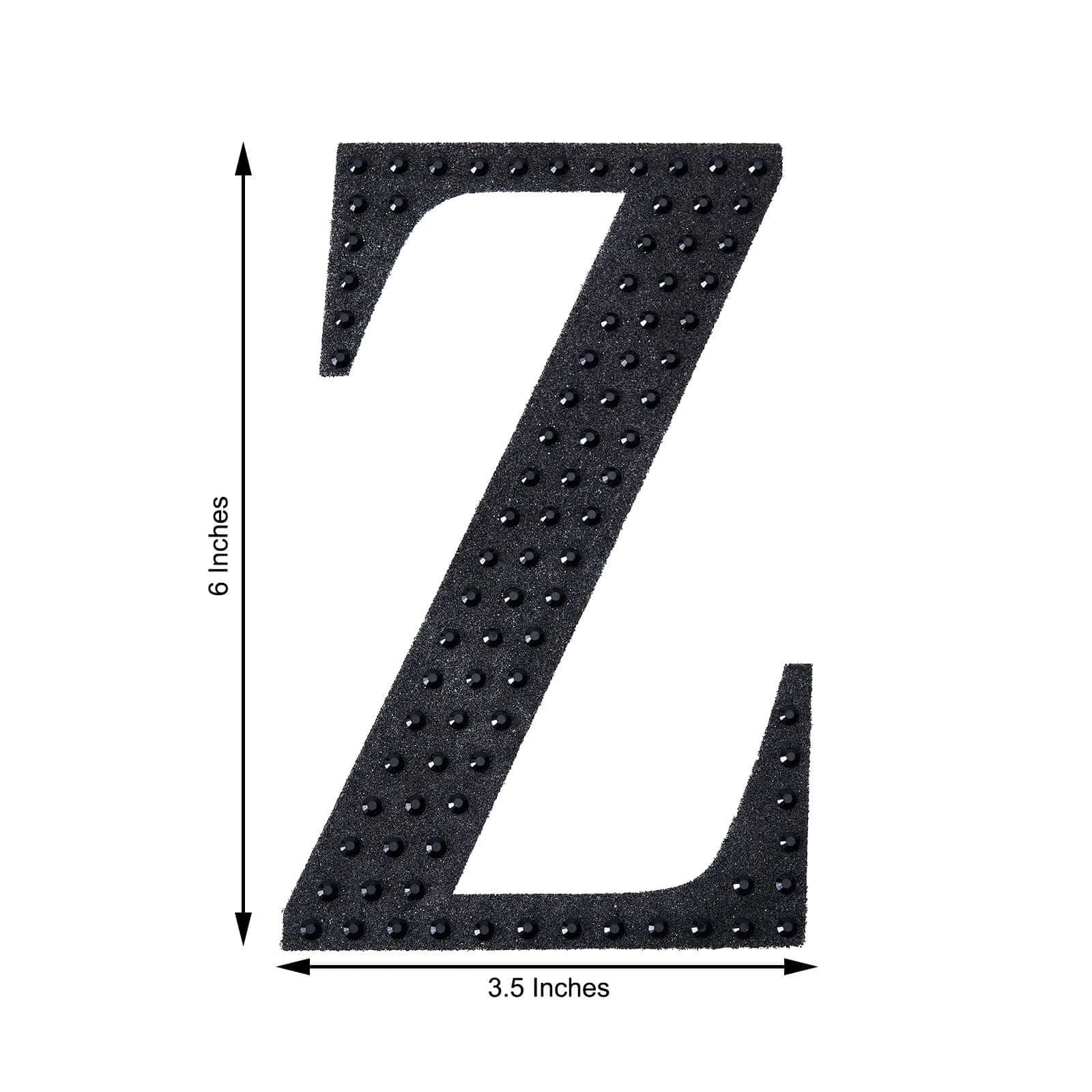 Decorative Rhinestone Alphabet "Z" Letter Stickers, Glitter Adhesive Craft Letters Black DIY Sparkle Embellishments 6"