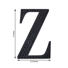 Decorative Rhinestone Alphabet "Z" Letter Stickers, Glitter Adhesive Craft Letters Black DIY Sparkle Embellishments 4"