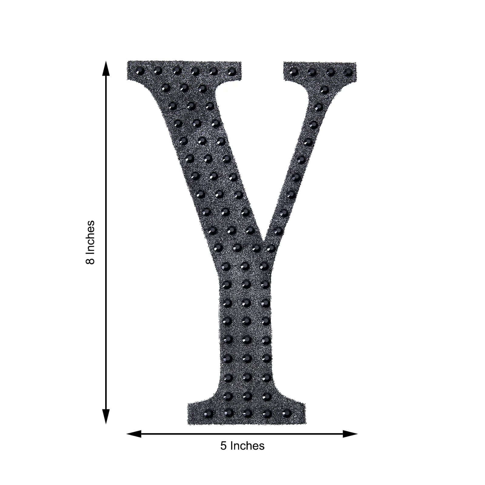 Decorative Rhinestone Alphabet "Y" Letter Stickers, Glitter Adhesive Craft Letters Black DIY Sparkle Embellishments 8"