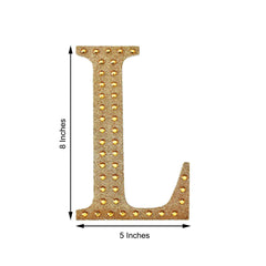 Decorative Rhinestone Alphabet "L" Letter Stickers, Glitter Adhesive Craft Letters Gold DIY Sparkle Embellishments 8"
