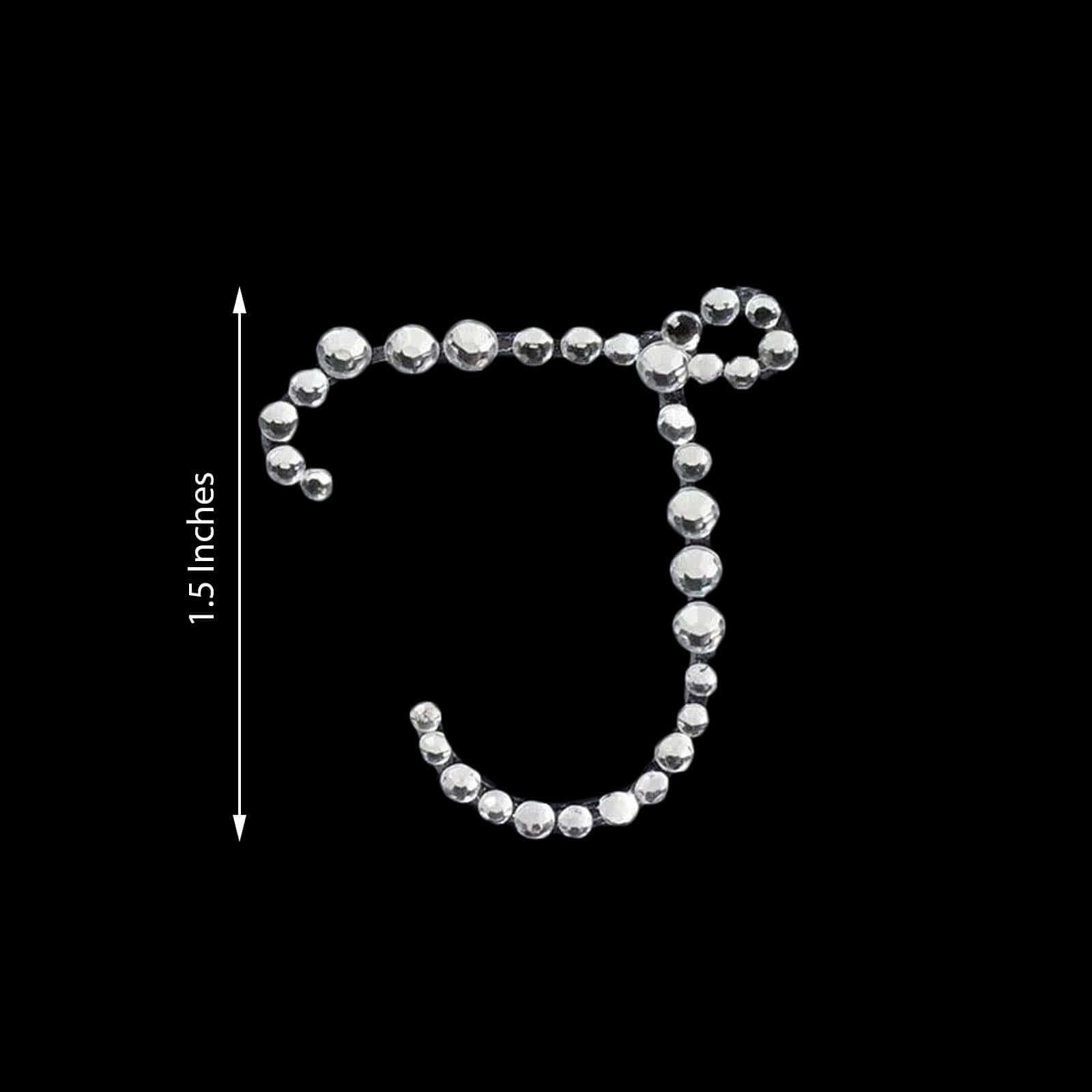 12 Pack 1.5" Clear Rhinestone Monogram Letter Jewel Sticker Self Adhesive DIY Diamond Decor - T