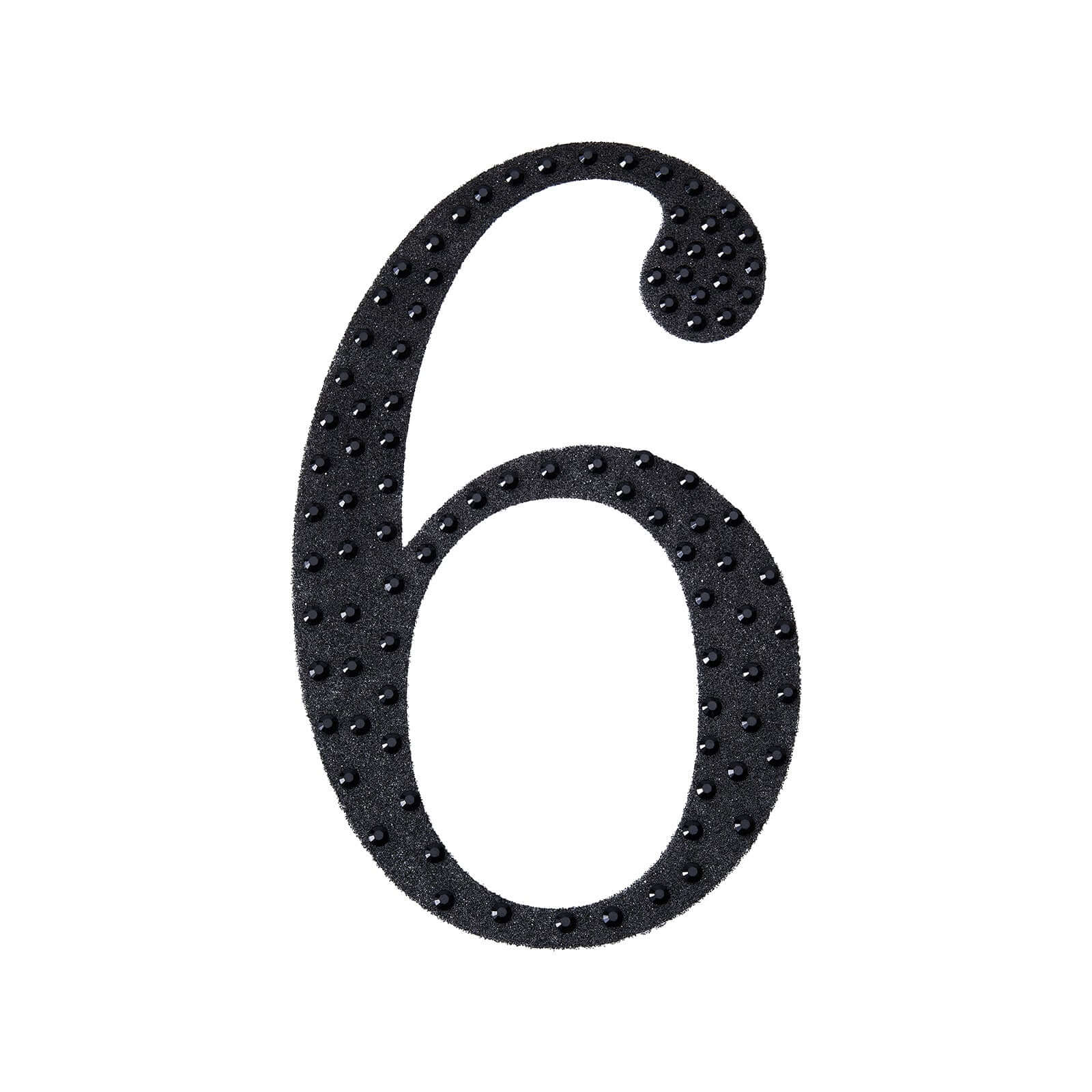 Decorative Rhinestone Number "6" Stickers, Glitter Adhesive Craft Numbers Black DIY Sparkle Embellishments 6"