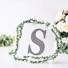 Decorative Rhinestone Alphabet "S" Letter Stickers, Glitter Adhesive Craft Letters Black DIY Sparkle Embellishments 8"