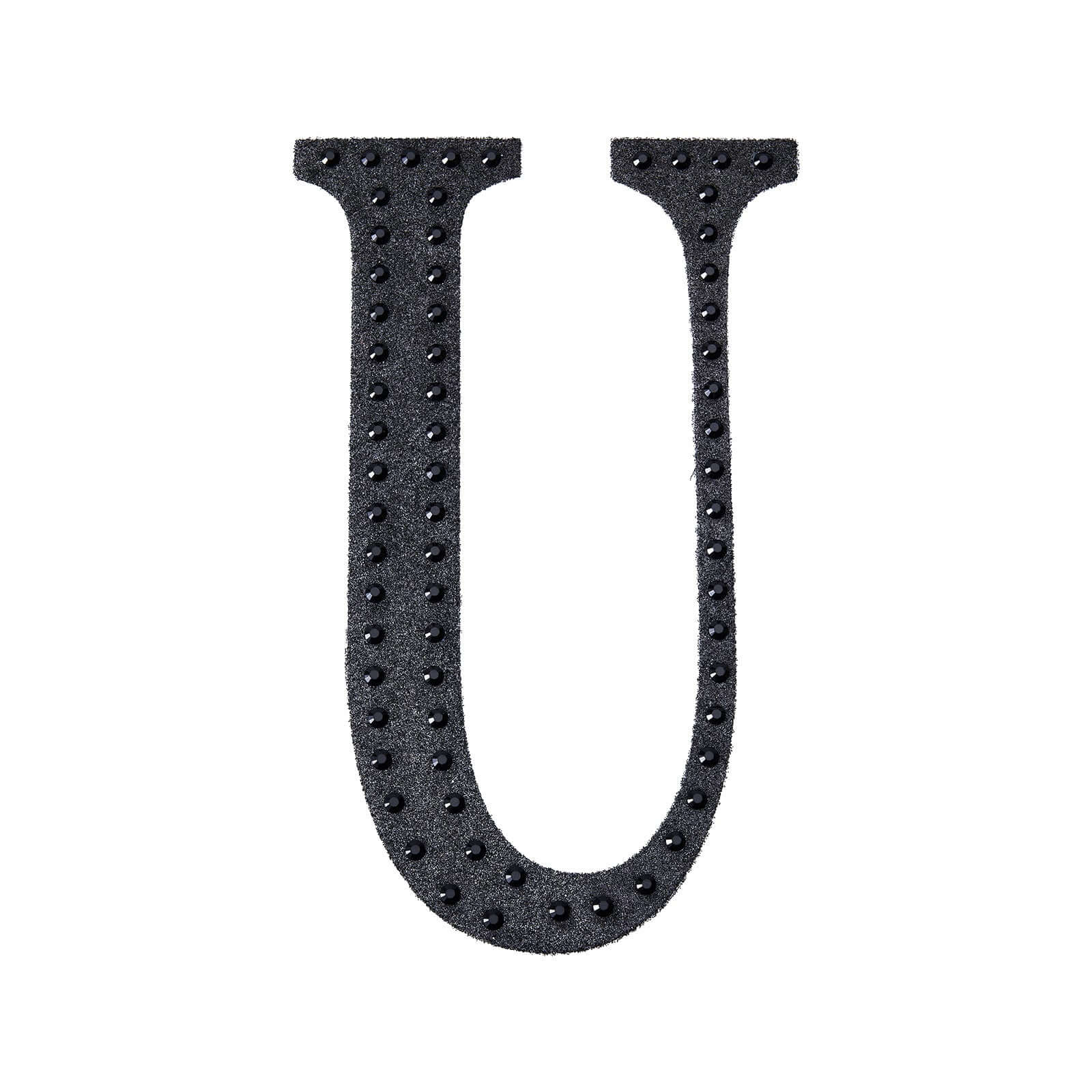 Decorative Rhinestone Alphabet "U" Letter Stickers, Glitter Adhesive Craft Letters Black DIY Sparkle Embellishments 8"