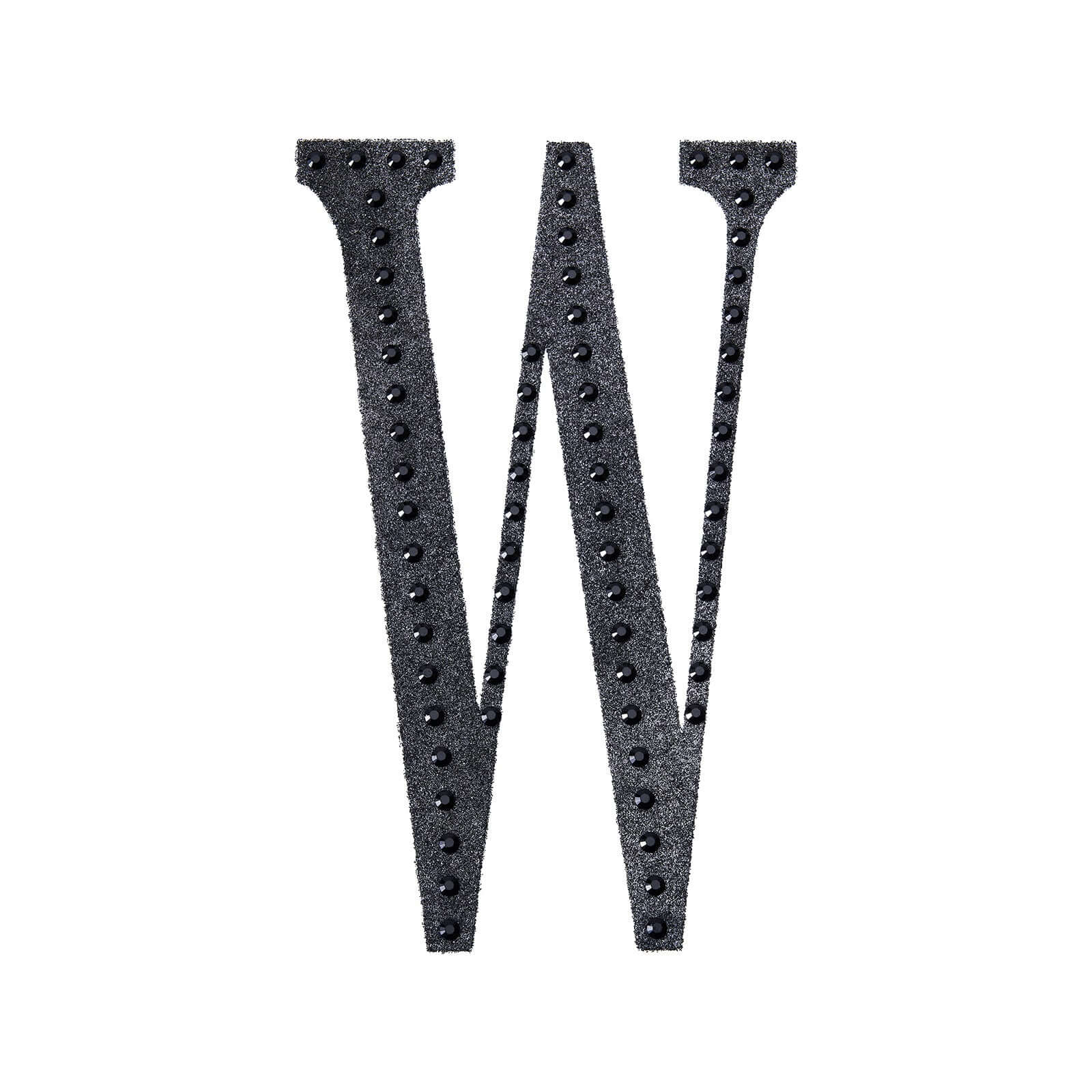 Decorative Rhinestone Alphabet "W" Letter Stickers, Glitter Adhesive Craft Letters Black DIY Sparkle Embellishments 4"