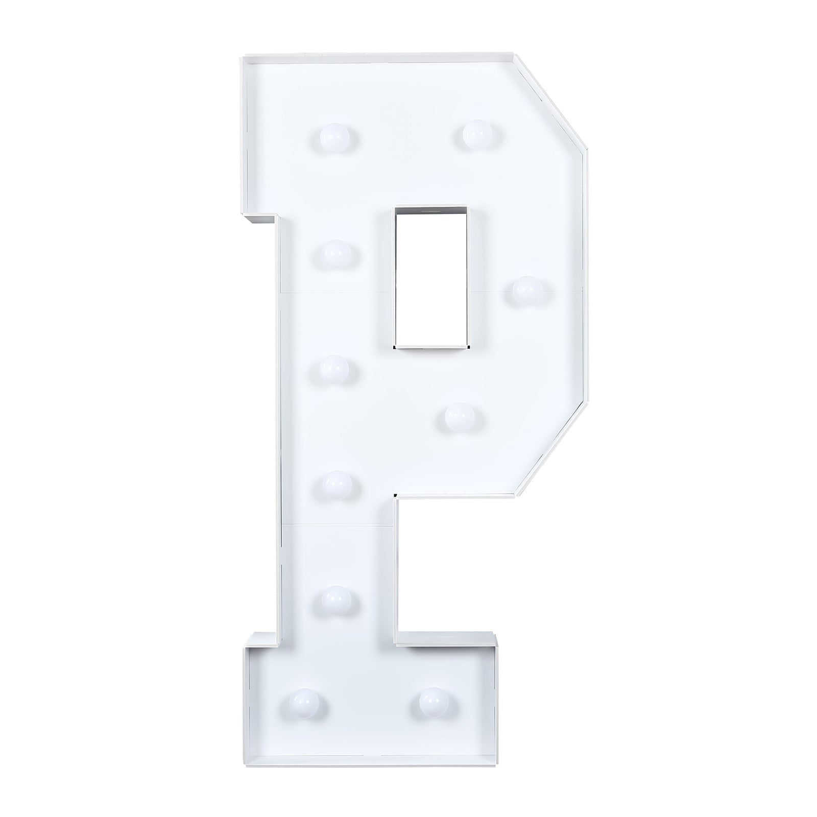 Giant LED Marquee Light Up Letter "P", White 4ft Pre-Cut Foam Board with 10 Warm White Battery Operated LEDs, Glue Gun and Sticks
