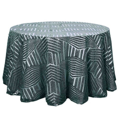 Sequin 120" Round Tablecloth Hunter Emerald Green - Seamless Diamond Glitz Table Cover