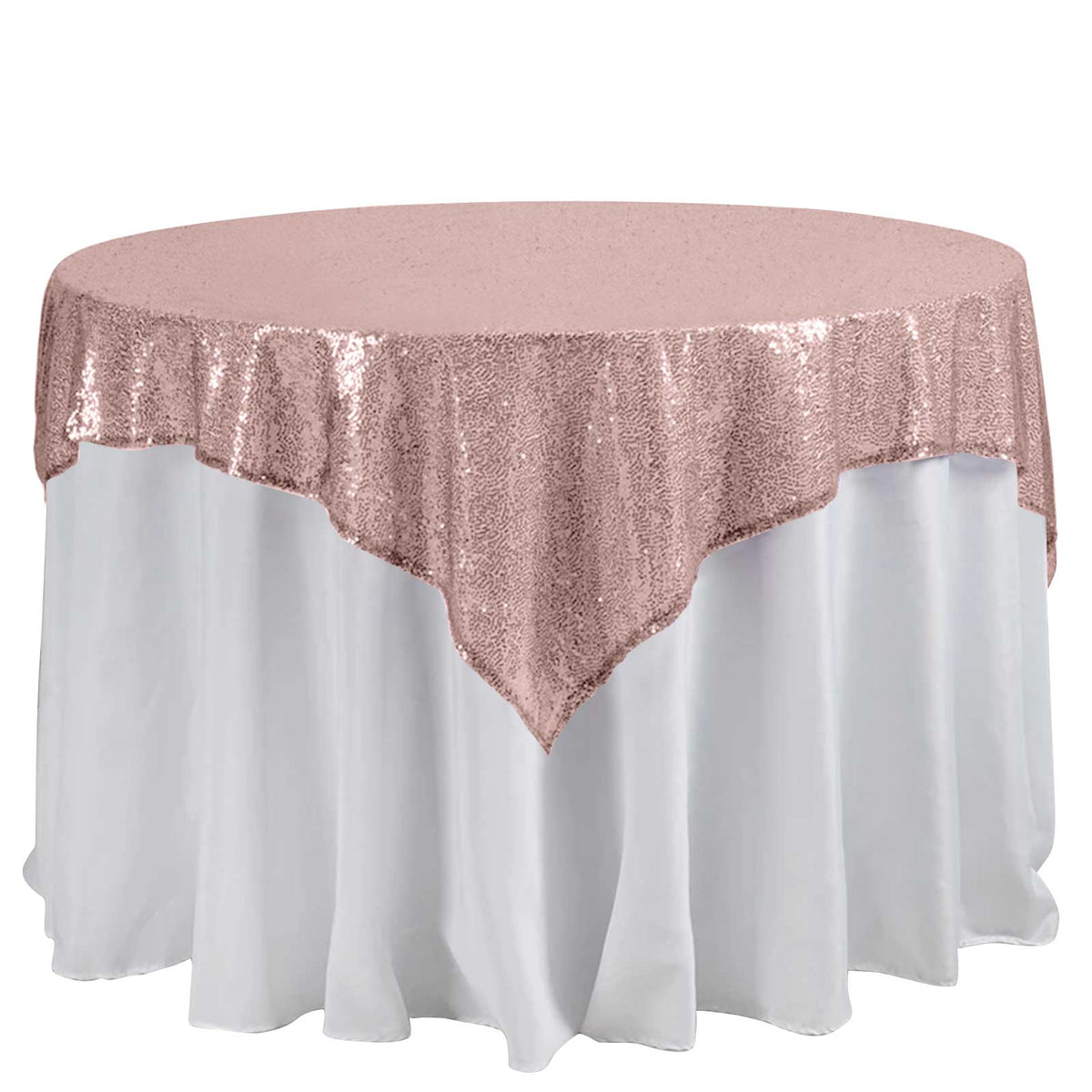 Sequin 60"x60" Table Overlay Square Tablecloth Blush - Luxe Wedding Table Topper