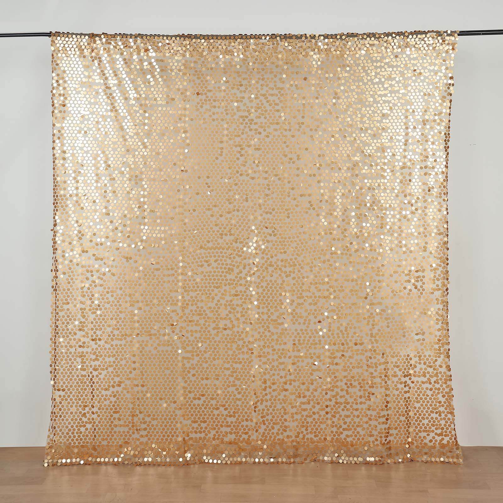 8ftx8ft Matte Champagne Big Payette Sequin Event Curtain Drapes, Backdrop Event Panel