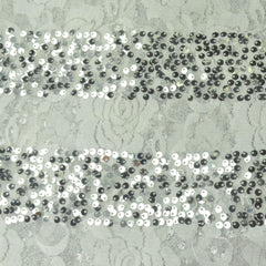 54"x4 Yards White With Silver Sequin Parallels Lace Fabric Bolt, DIY Craft Fabric Roll