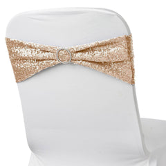 5 Pack Sequin Spandex Chair Sashes Blush - Stretch Chair Bands 6"x15"