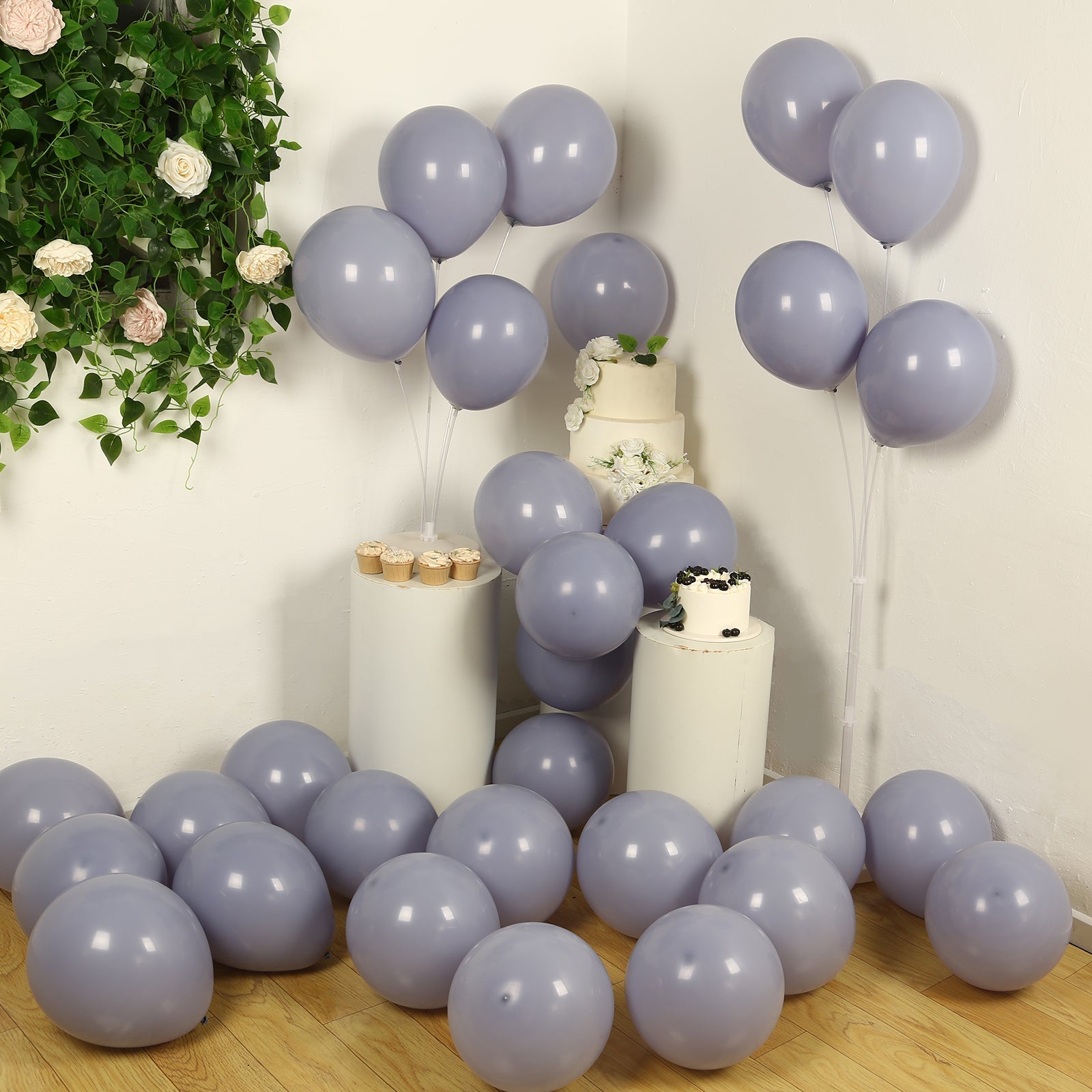 50 Pack Matte Pastel Serenity Blue Biodegradable Balloons 12", Round Eco-friendly Thick Latex Party Balloons