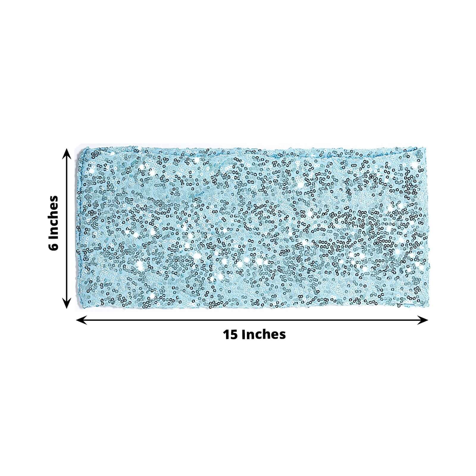 5 Pack Sequin Spandex Chair Sashes Light Blue - Stretch Chair Bands 6"x15"
