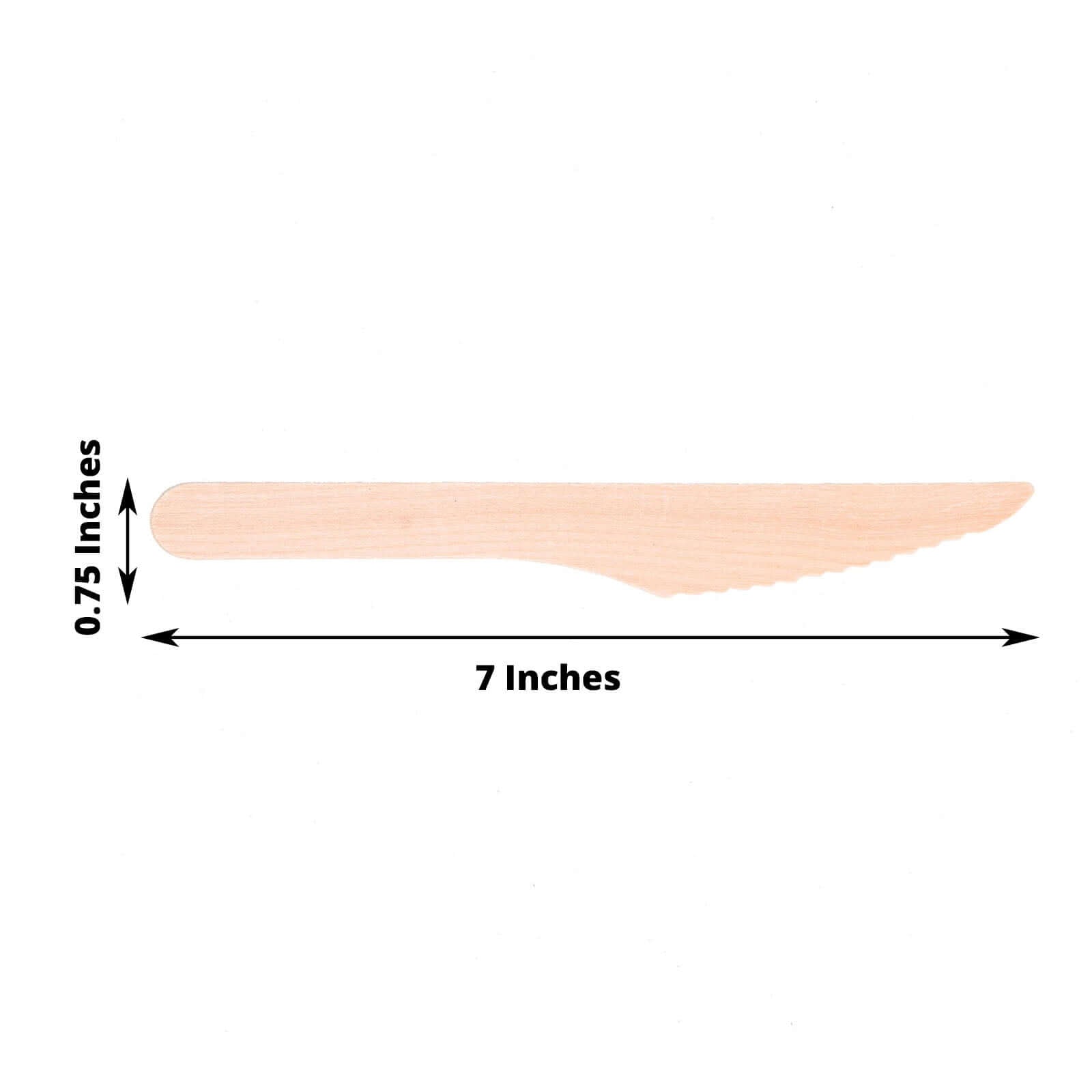 100-Pack Birchwood Knives Natural - Eco Friendly Biodegradable Wooden Utensils for Rustic Themes & Outdoor Parties 7"