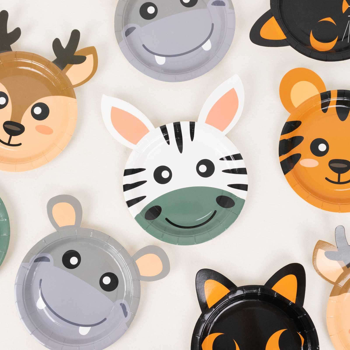 Set of 25 Paper 7" Round Plates Assorted Animal Print - Appetizer Dessert Party Plates for Themed Events