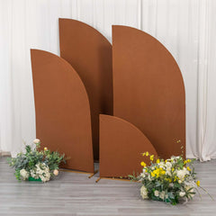 Set of 4 Matte Cinnamon Brown Spandex Half Moon Chiara Backdrop Stand Covers, Custom Fitted Wedding Arch Covers - 2.5ft,5ft,6ft,7ft
