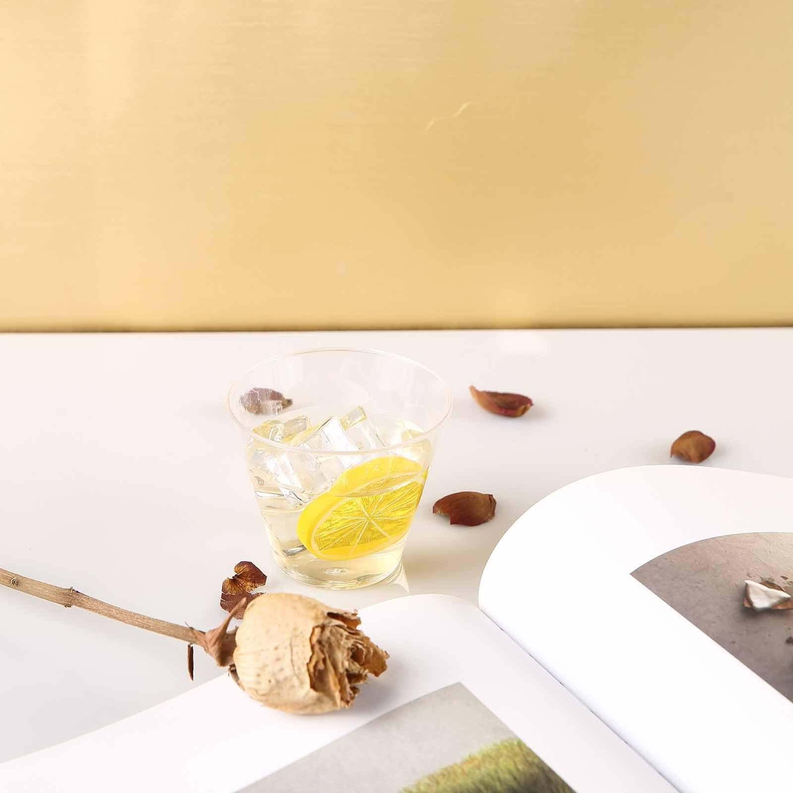 25-Pack Plastic Party Cups Clear Crystal - Stylish Short Disposable Glasses 9oz