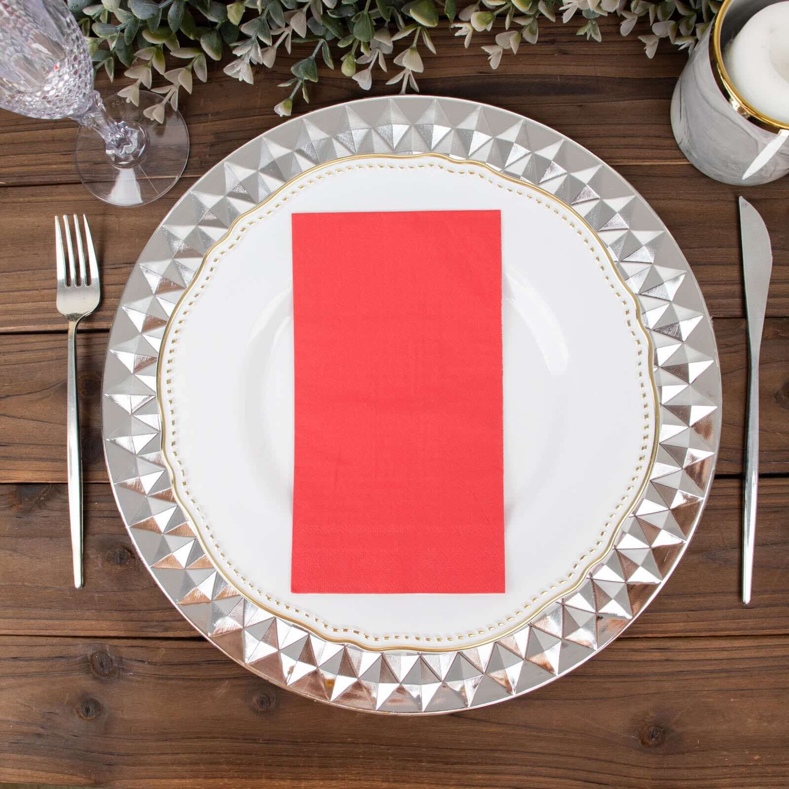 50-Pack Paper Napkins Red - Soft Disposable 2-Ply Dinner Napkins for Weddings