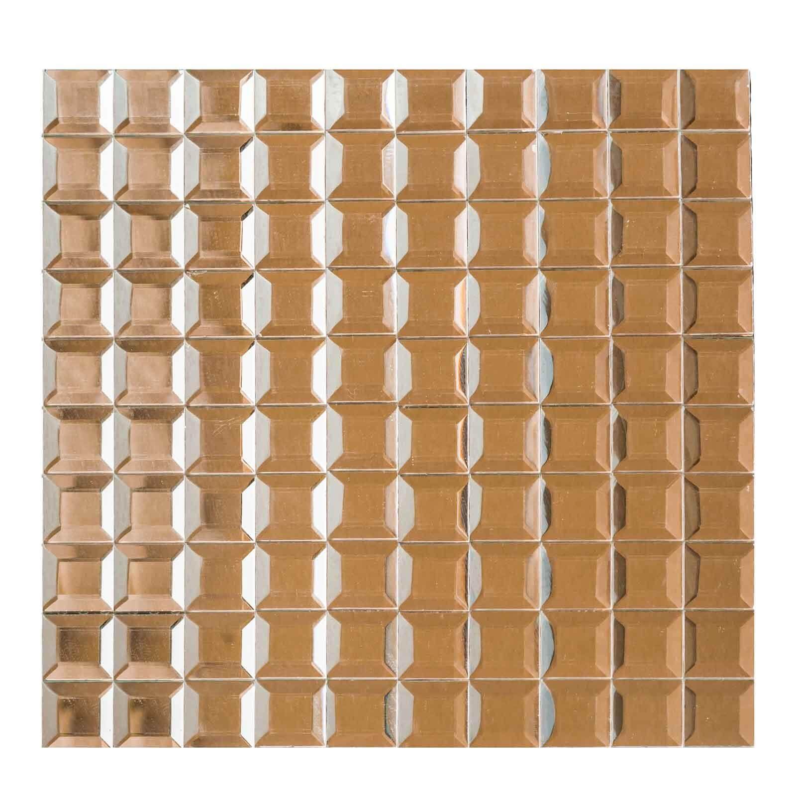 10 Pack 10 Sq ft Rose Gold Peel and Stick Backsplash Mirror Wall Tiles