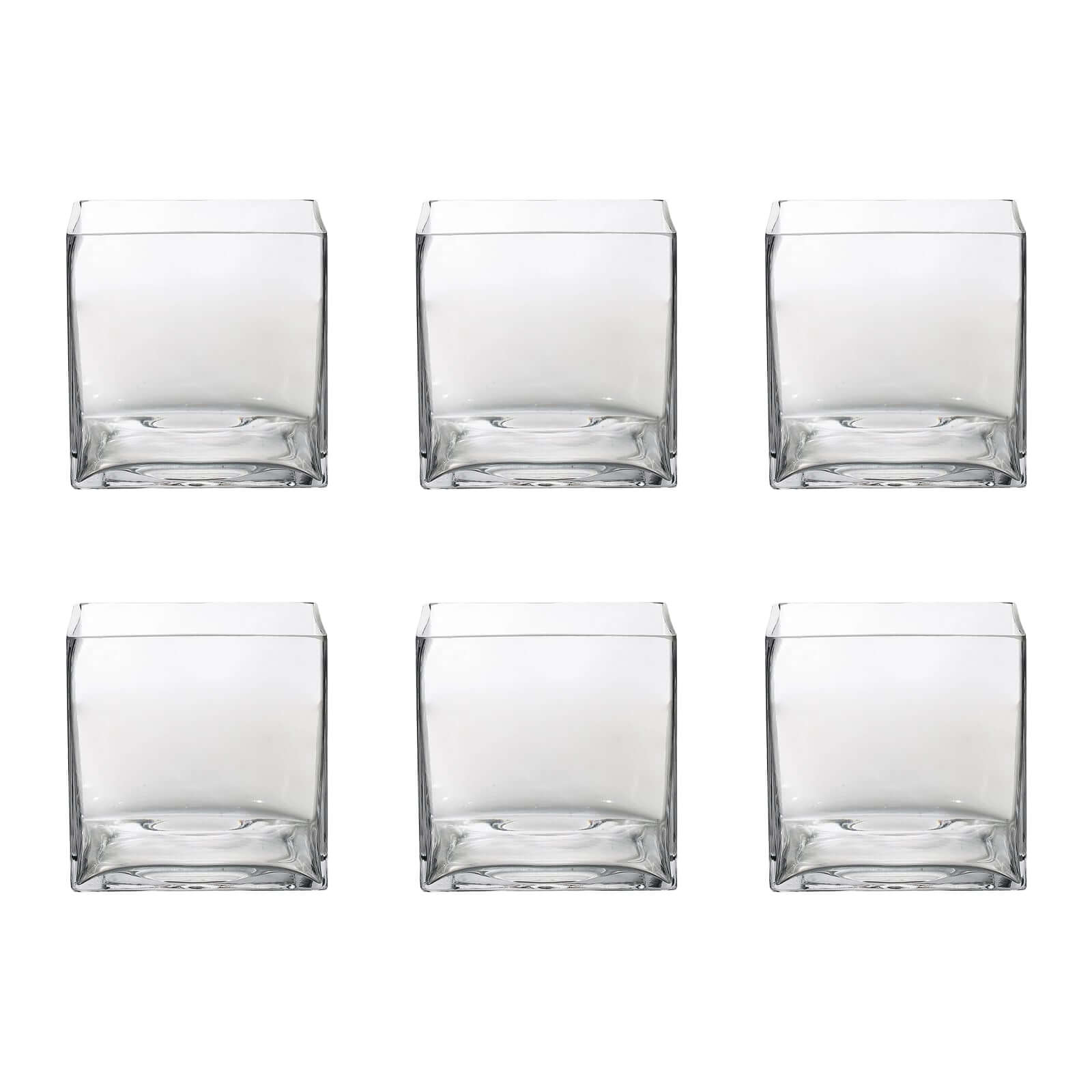 6-Pack Glass Flower Vases Heavy Duty Clear - Premium Table Centerpieces for Weddings 6"
