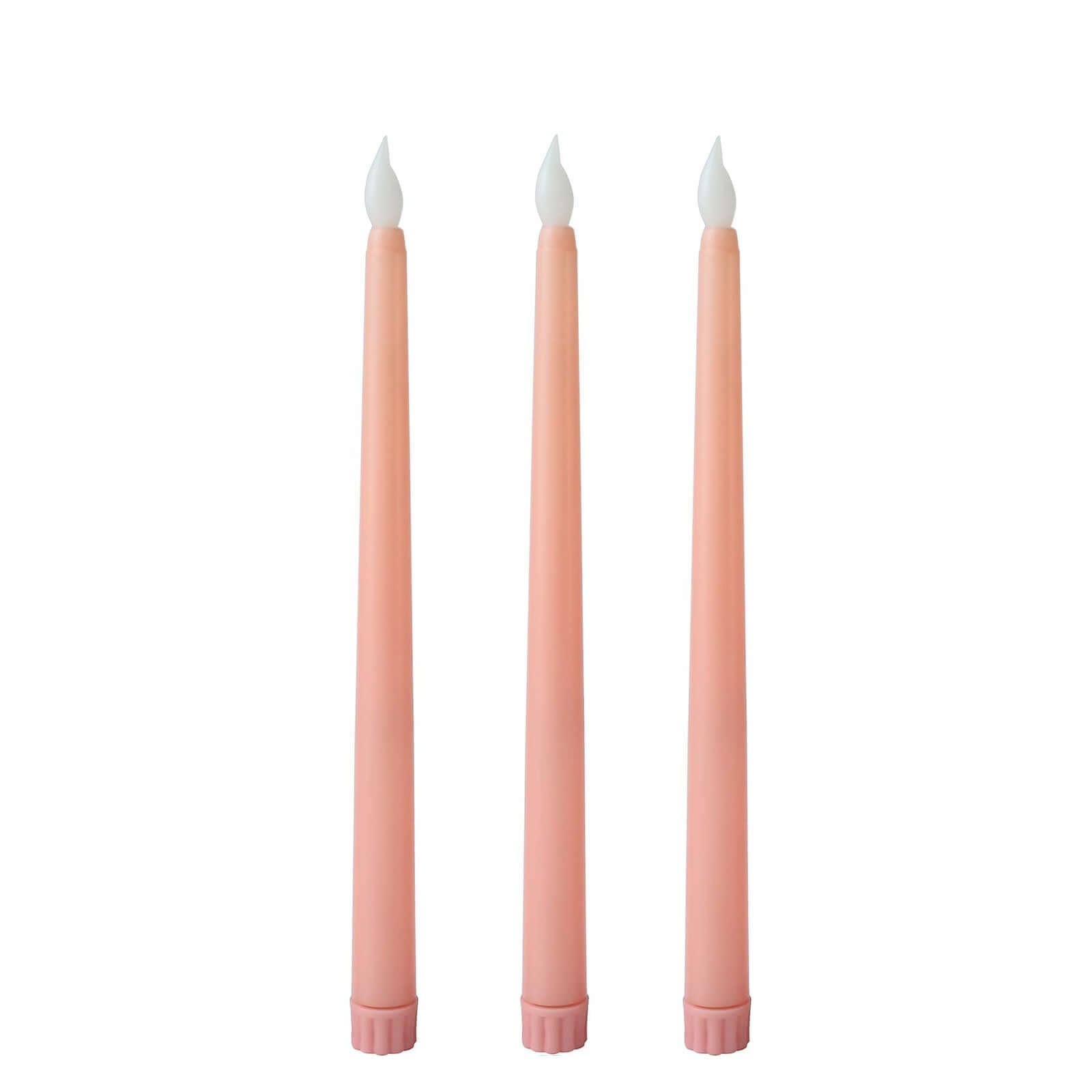 3-Pack LED Decorative Lighting Warm Flickering Blush - Flameless Taper Candles 11"