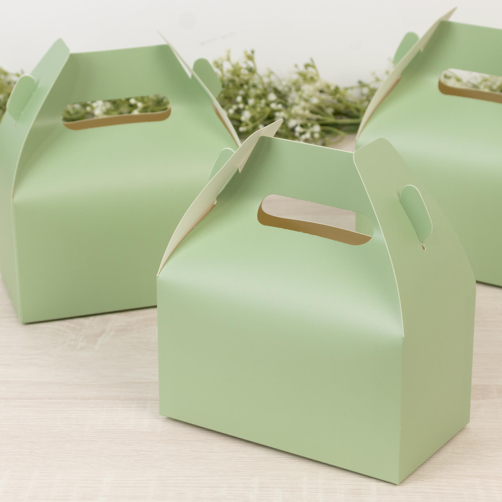 25 Pack Candy Gift Tote Gable Boxes, Matte Sage Green Party Favor Treat Boxes - 6"x3.5"x7"