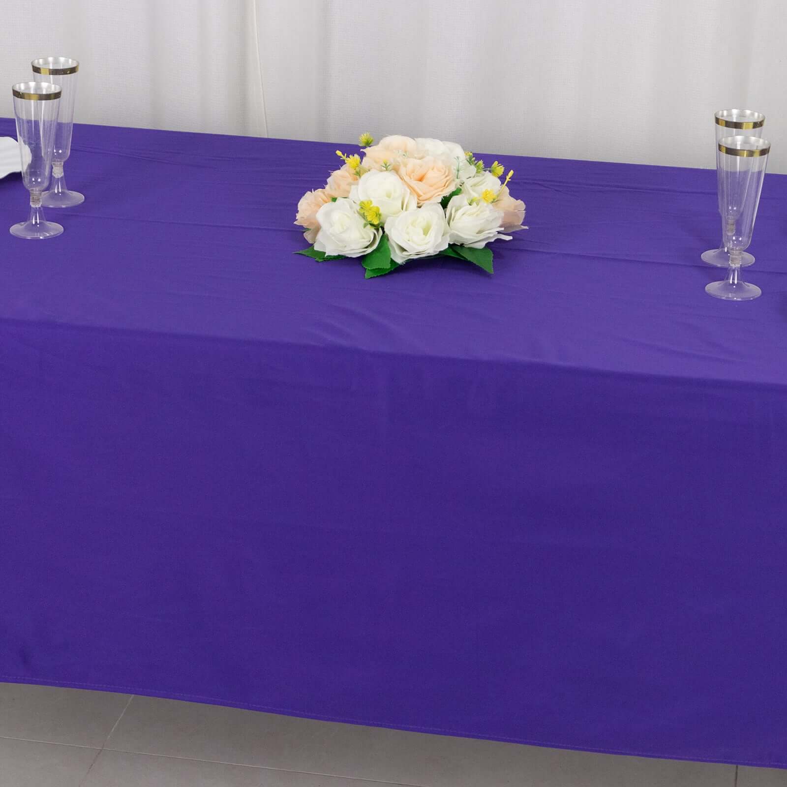 Scuba Rectangular 60"x102" Tablecloth Purple - Wrinkle Free & Stain Resistant Table Cover