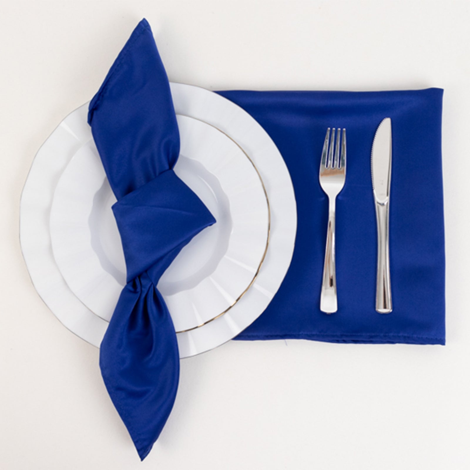 5 Pack Lamour Satin 20"x20" Napkins Royal Blue - Soft Matte Finish Dinner Napkins