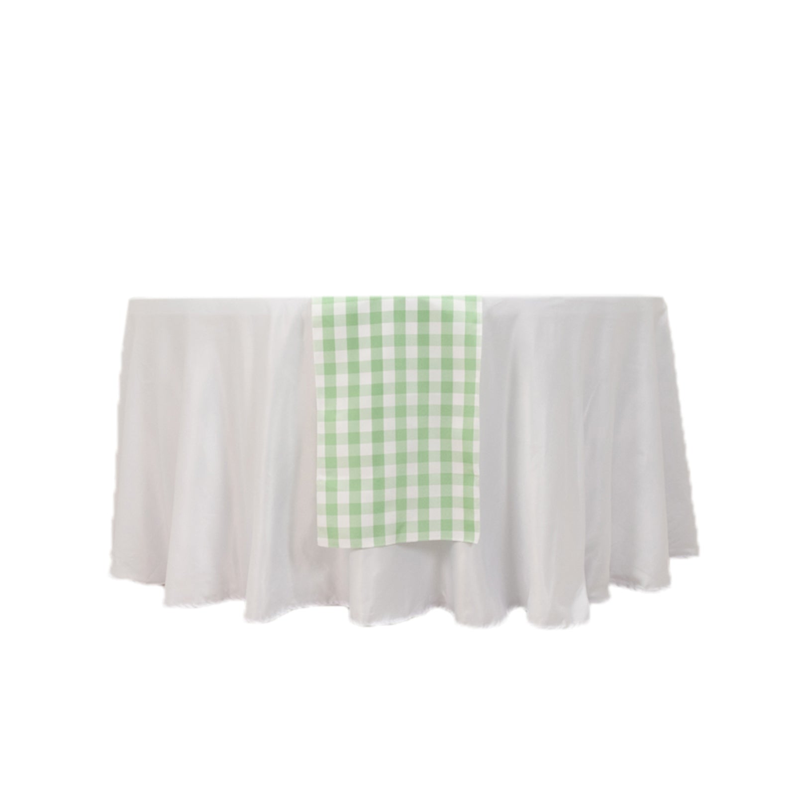 Polyester 14"x108" Table Runner Sage Green/White - Gingham Plaid Design