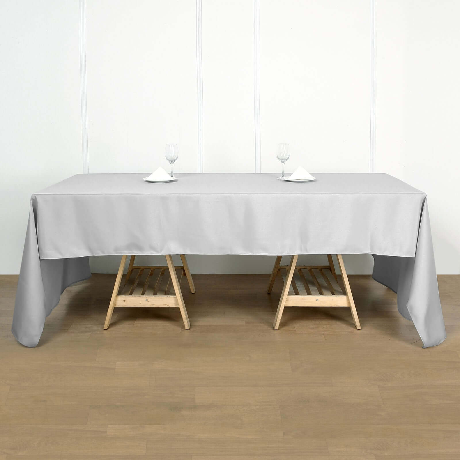 Polyester 60"x102" Rectangle Tablecloth Silver - Durable and Stylish Table Cover