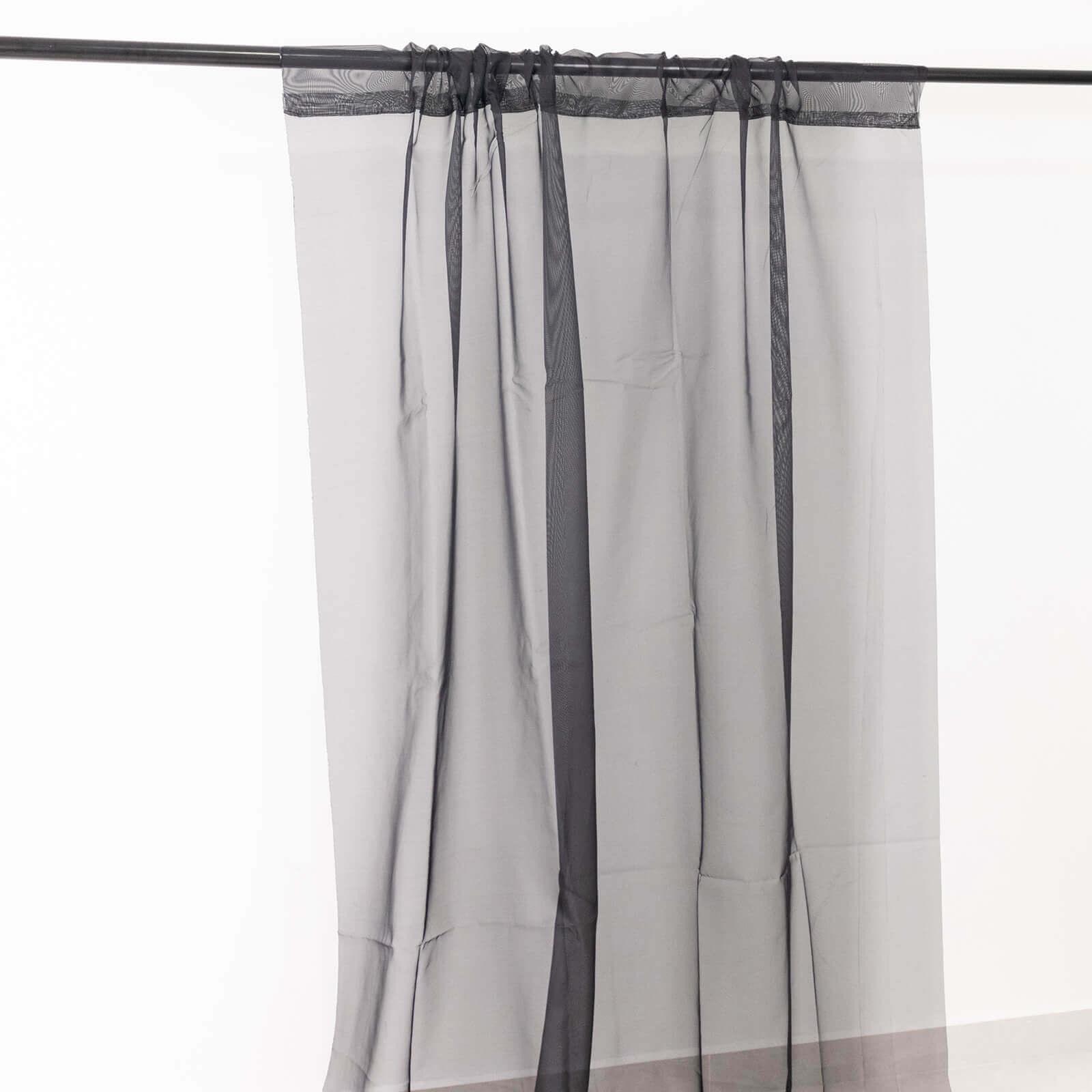 5ftx32ft Black Chiffon Curtain Panel, Durable Flame Resistant Backdrop Ceiling Drapery With Rod Pocket