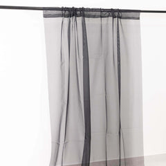 5ftx32ft Black Chiffon Curtain Panel, Durable Flame Resistant Backdrop Ceiling Drapery With Rod Pocket