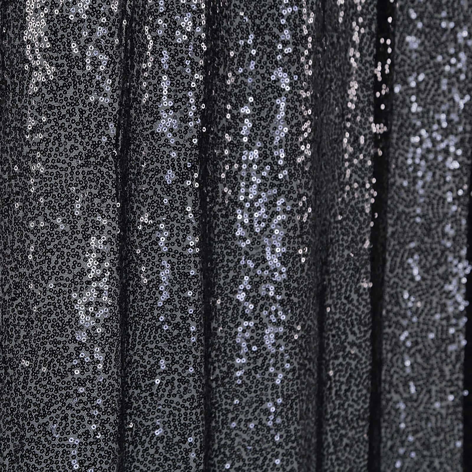 8ftx8ft Black Sequin Event Curtain Drapes, Backdrop Event Panel
